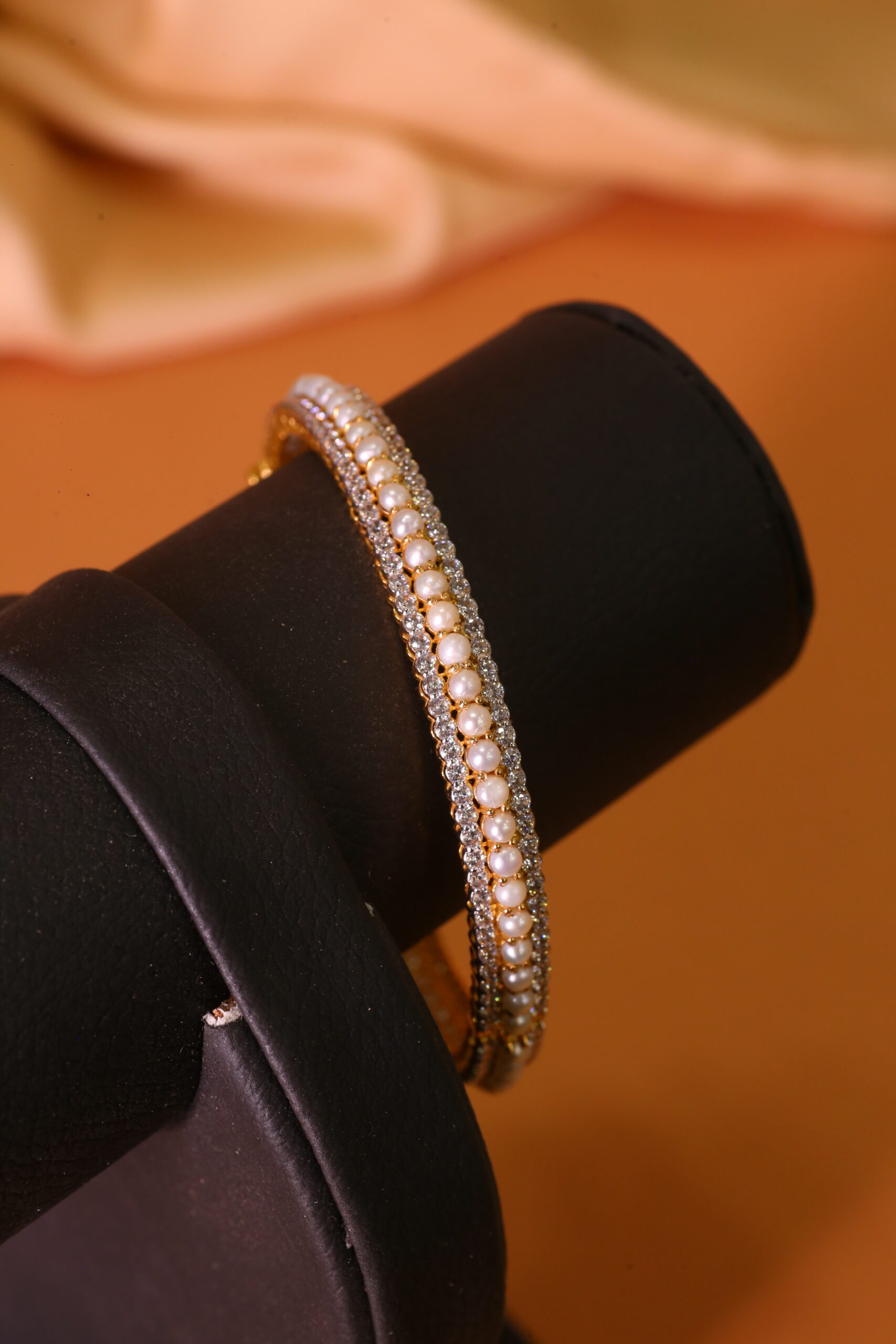 Gold Pearl & Stone Bracelet