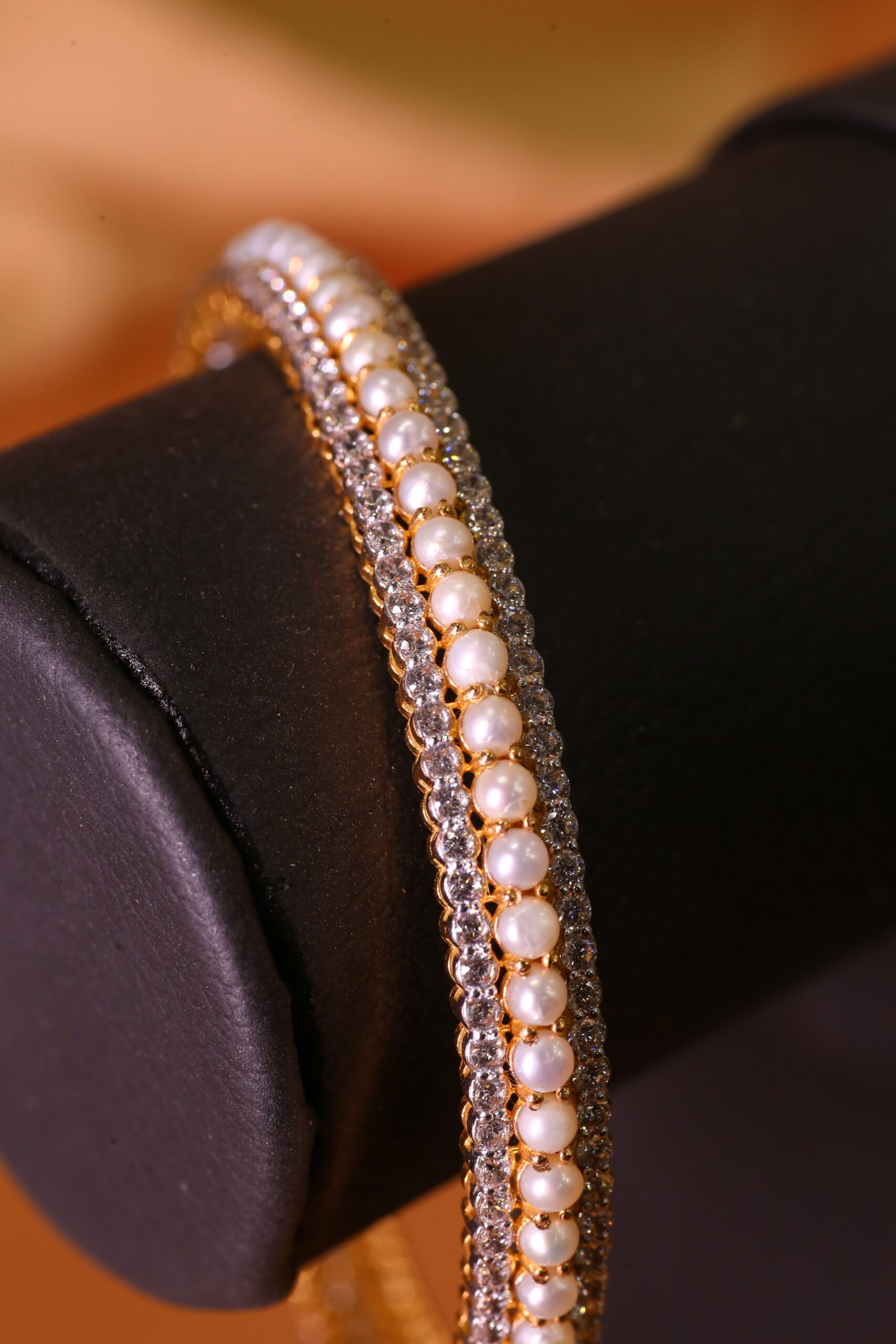 Gold Pearl & Stone Bracelet