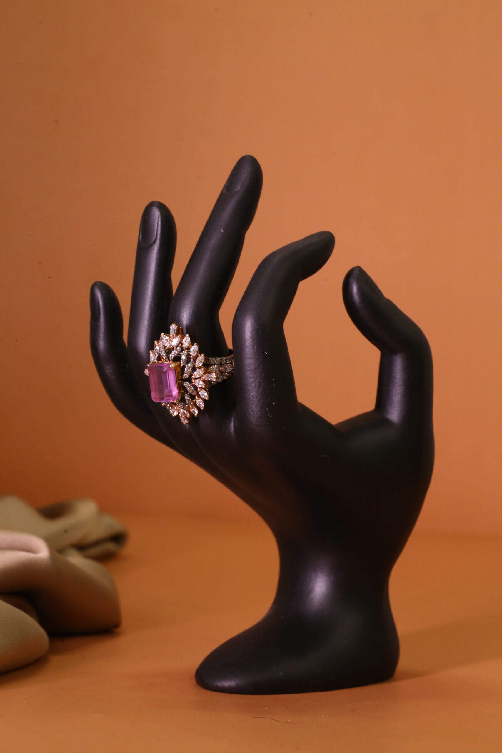 Gold Pink Stone Statement Ring