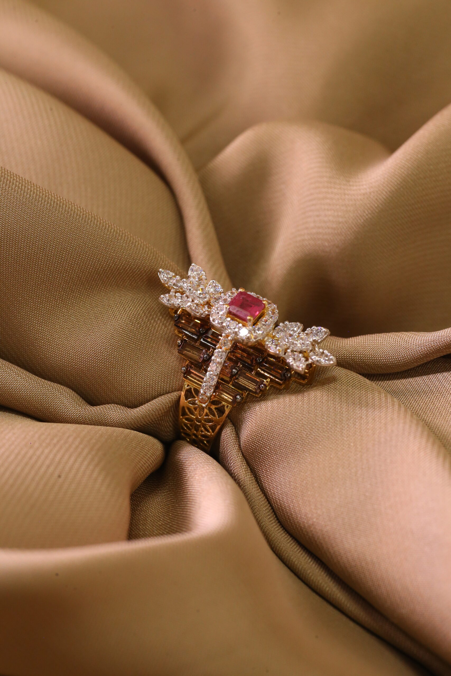 Ruby Red Gold-Toned Statement Ring