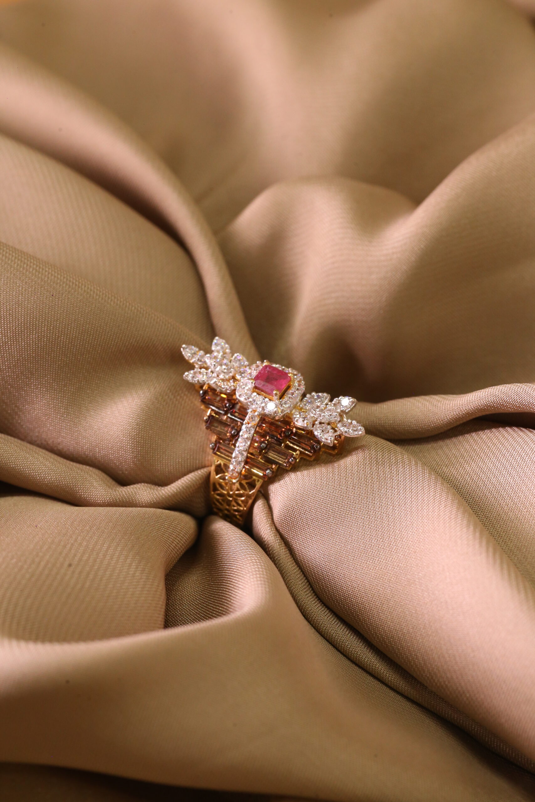 Ruby Red Gold-Toned Statement Ring