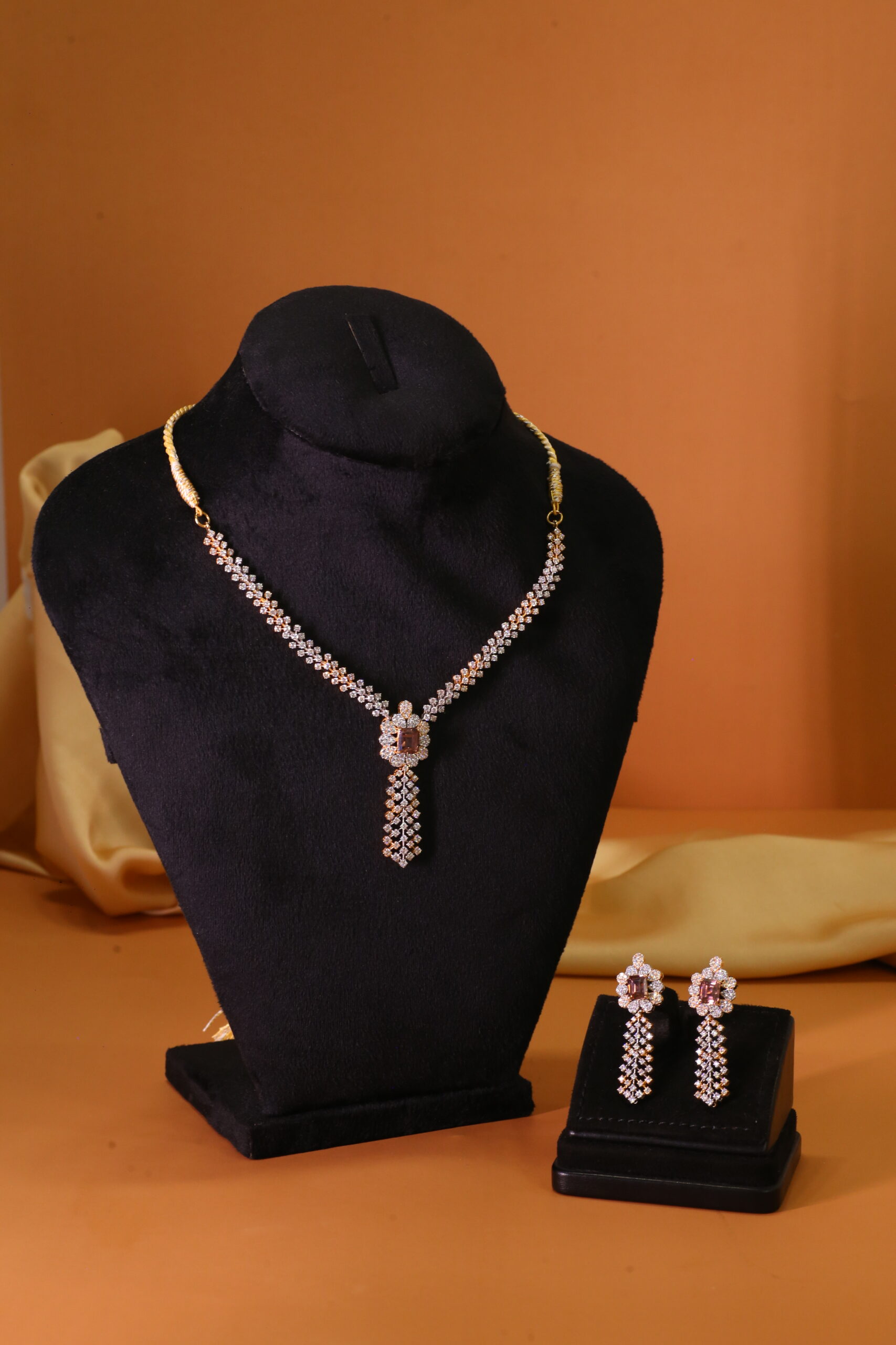 Pink Stone Gold-Toned Necklace