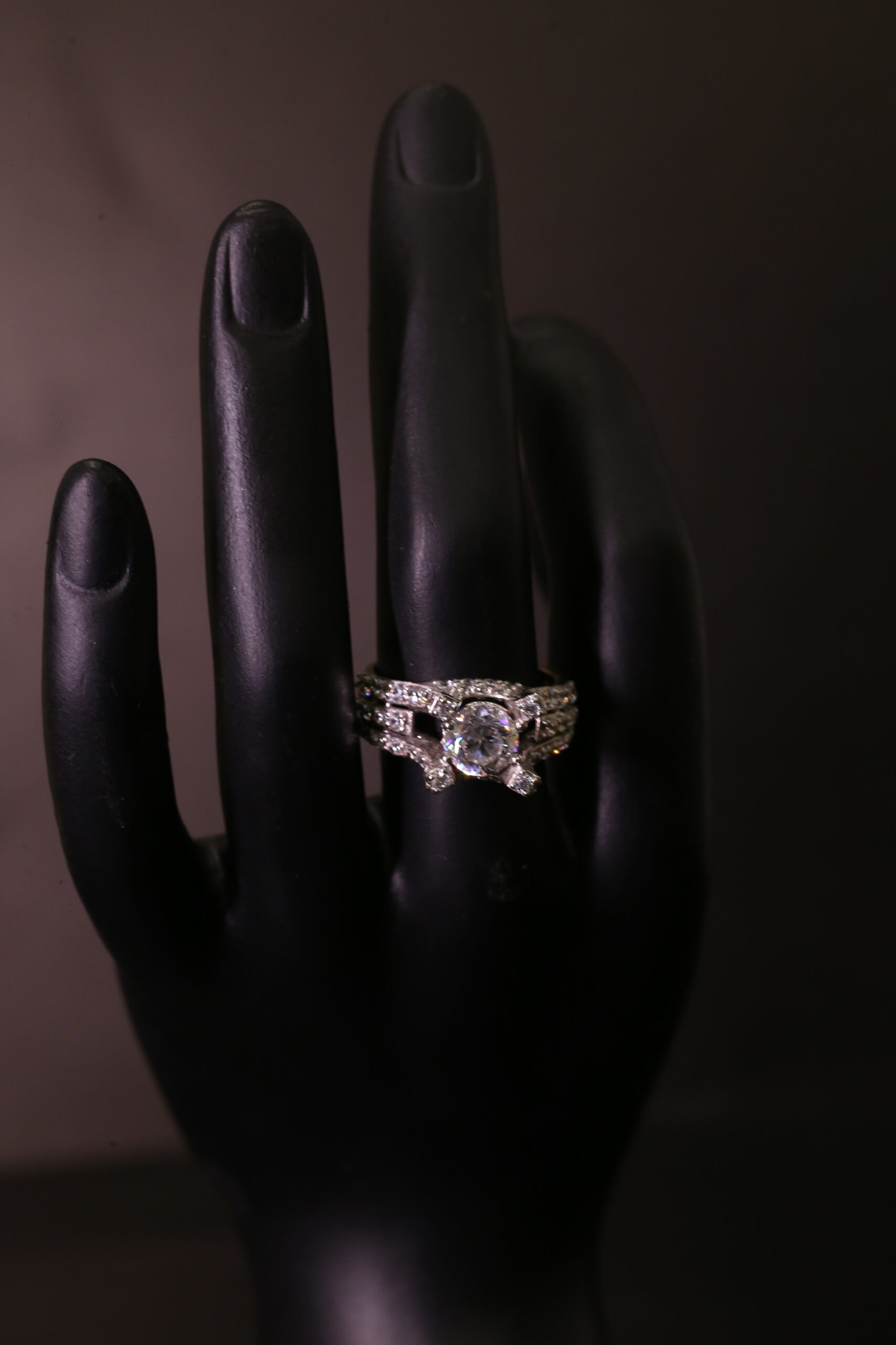 Diamond-Studded Solitaire Ring