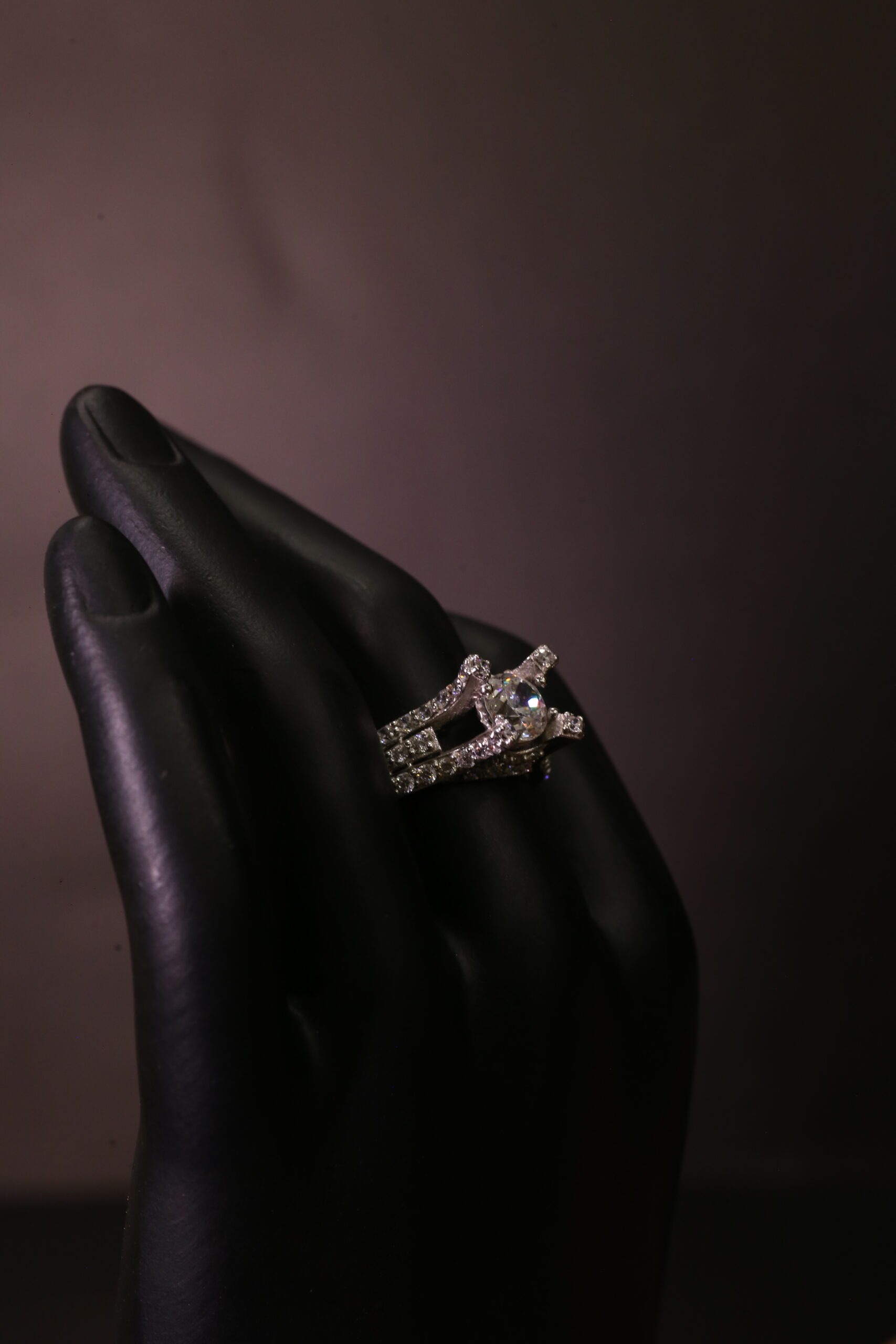 Diamond-Studded Solitaire Ring