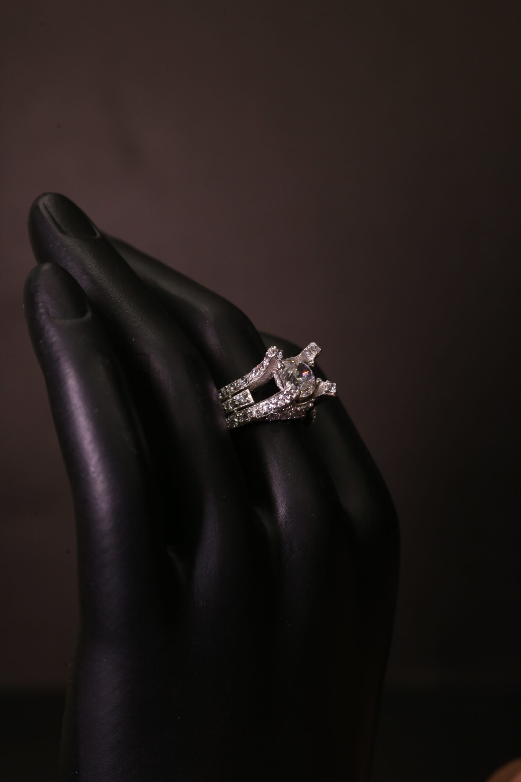 Diamond-Studded Solitaire Ring