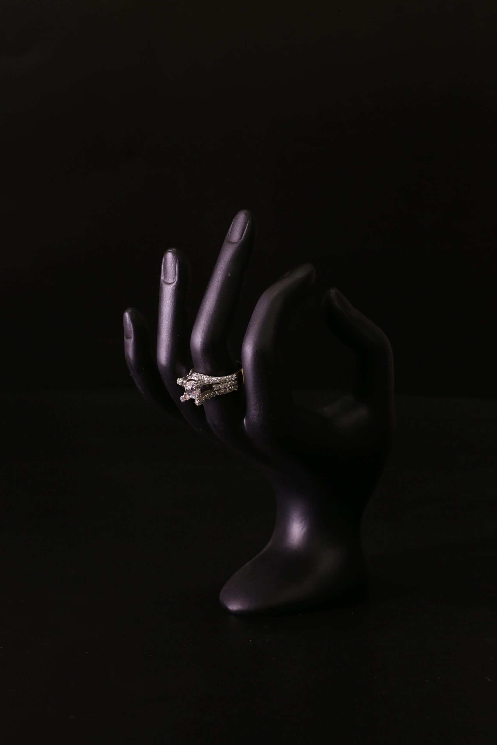 Diamond-Studded Solitaire Ring