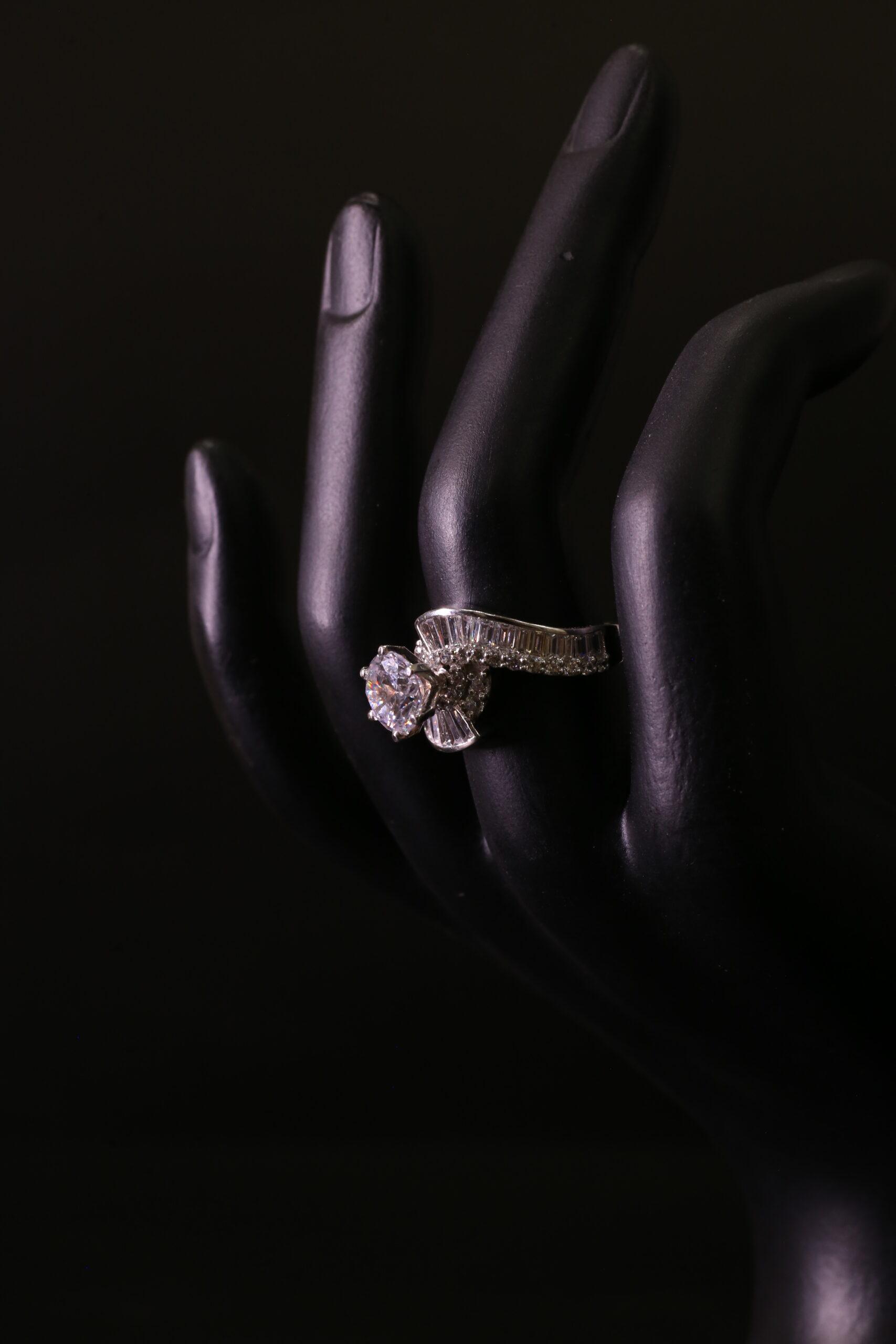 Diamond-Studded Solitaire Ring