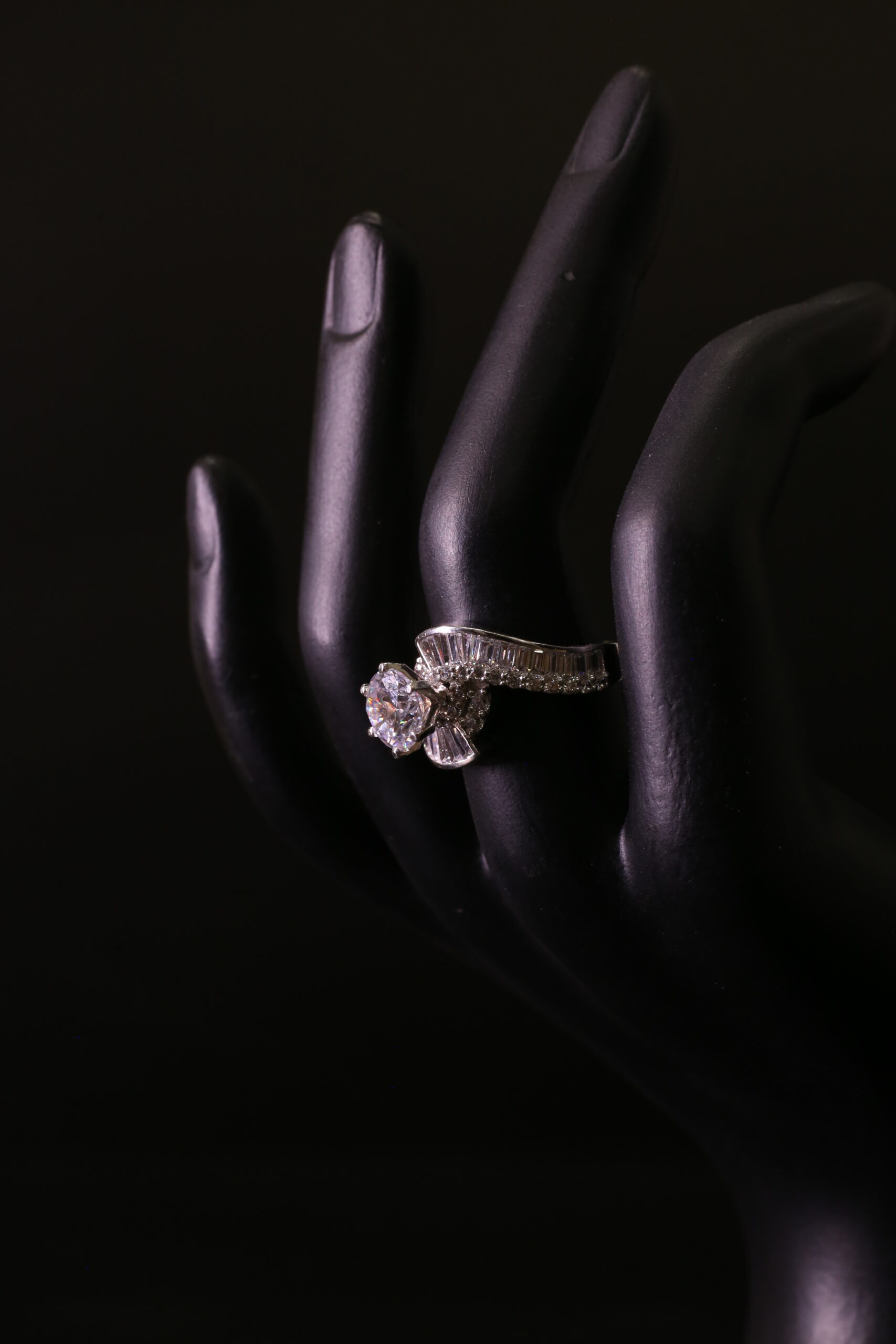 Diamond-Studded Solitaire Ring