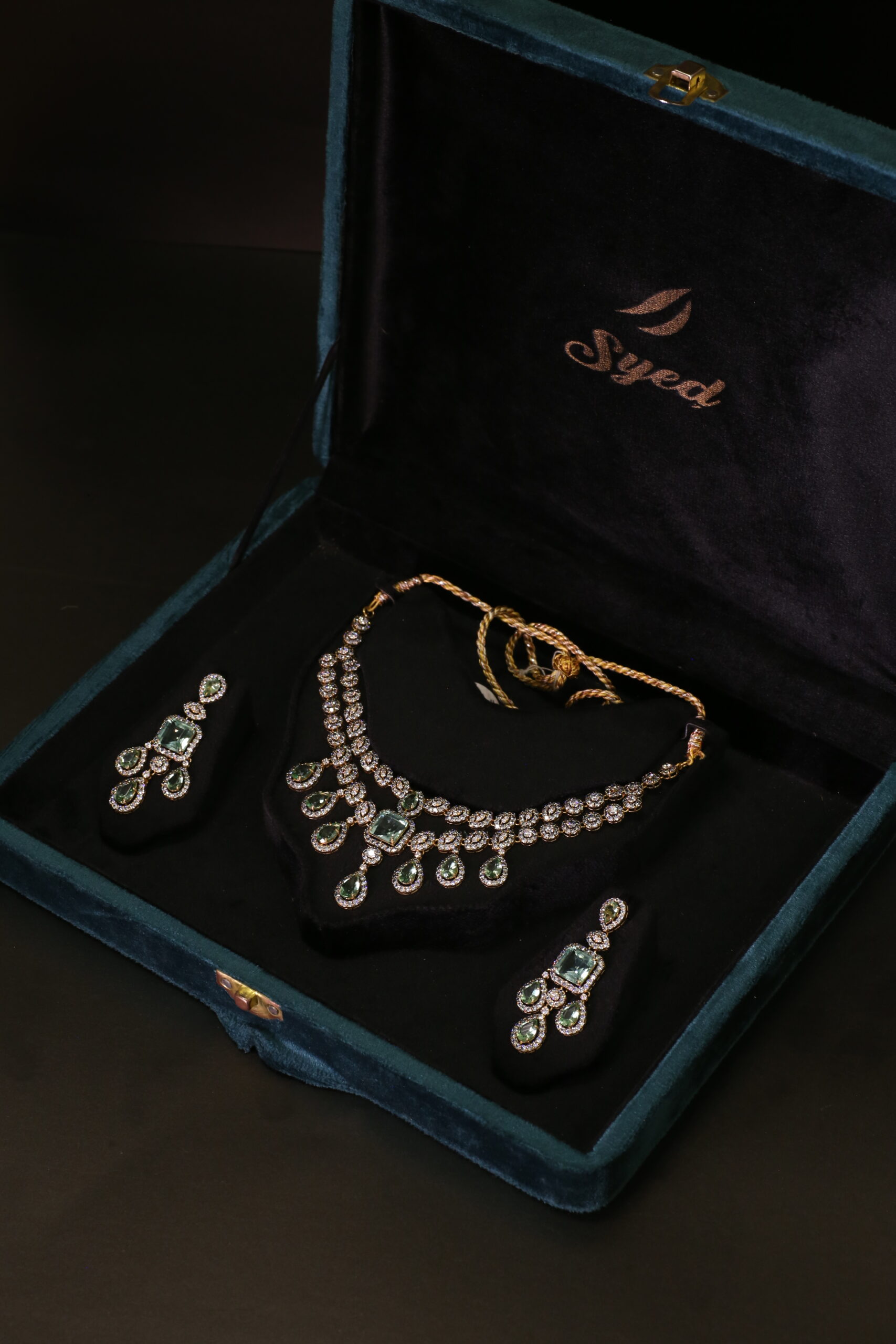 Emerald and Diamond Gold-Toned Necklace