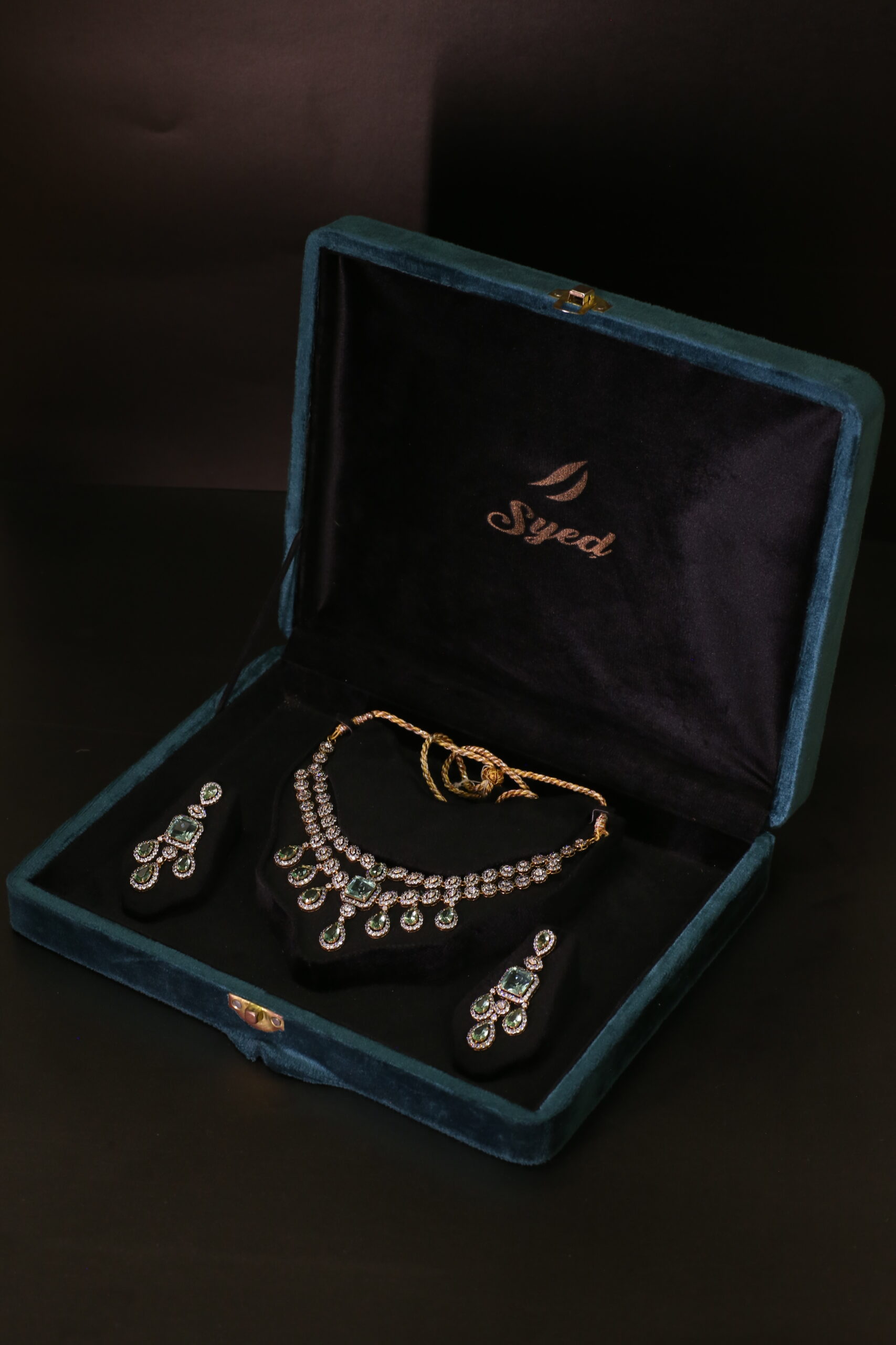 Emerald and Diamond Gold-Toned Necklace